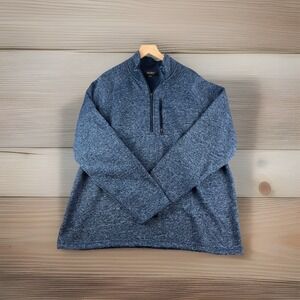 Eddie Bauer Men's XXL Quarter Zip Pullover Sweater Fleece Lined Blue Polyester